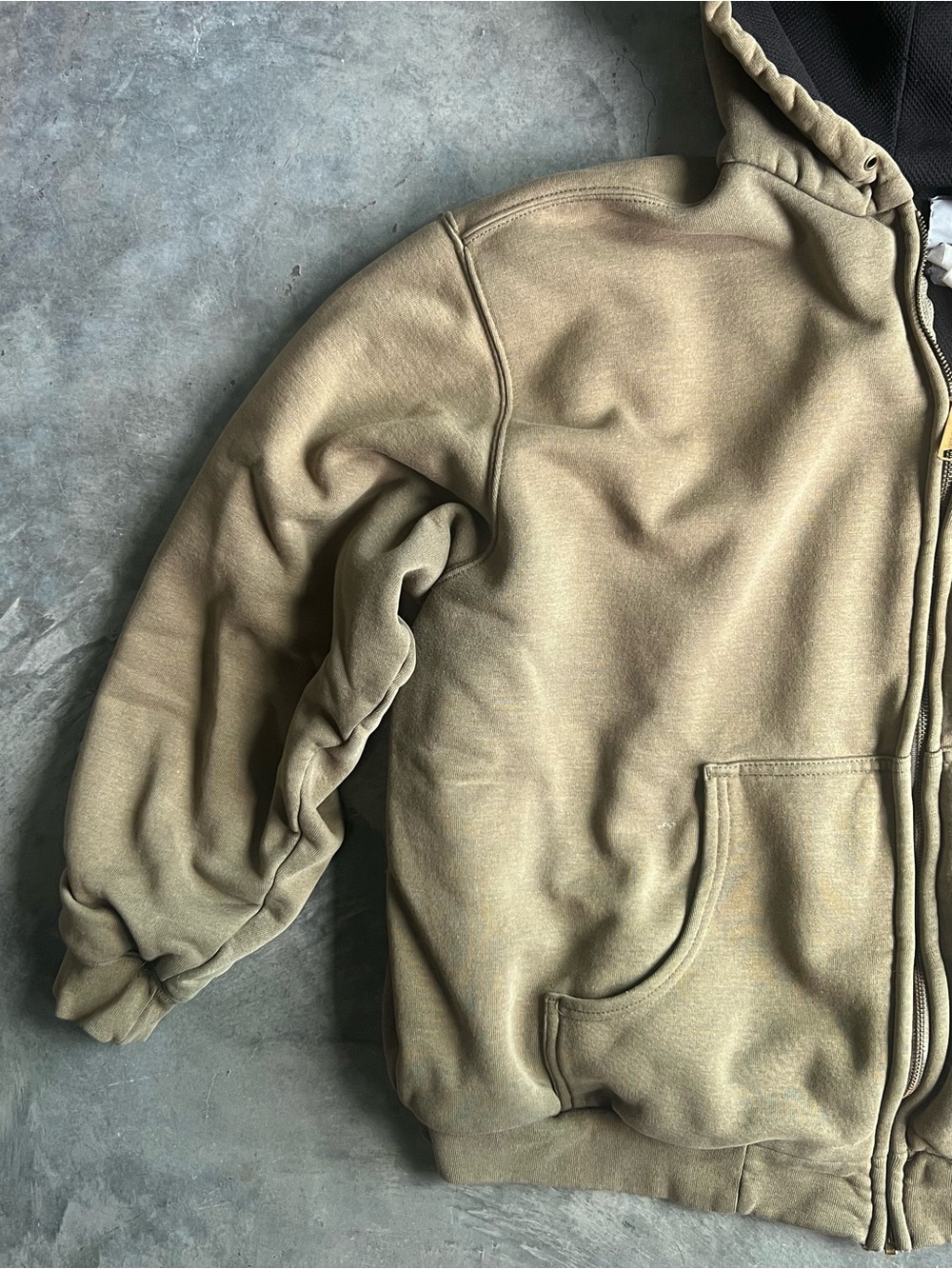 Vintage Carhartt olive green distressed sun faded lined hoodie - Picture 5 of 7
